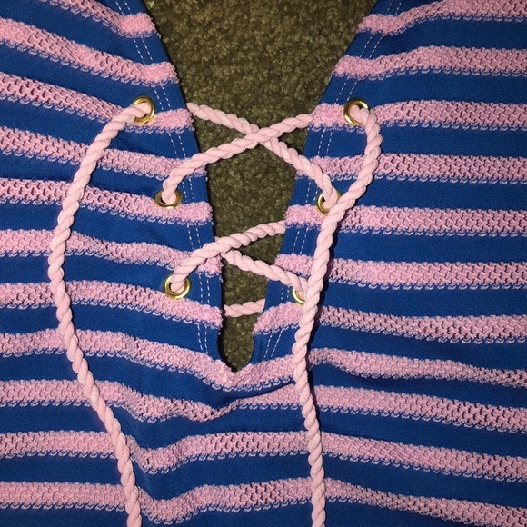 Pink and blue ribbed swimsuit - Picture 2 of 5